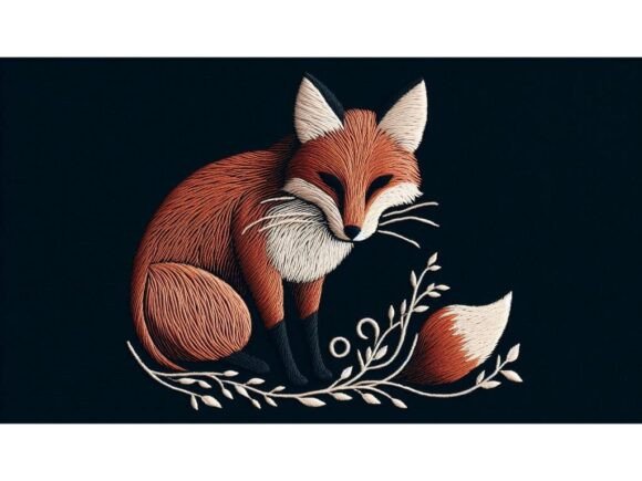 Review: Delicate Embroidery-style Fox on a Dark