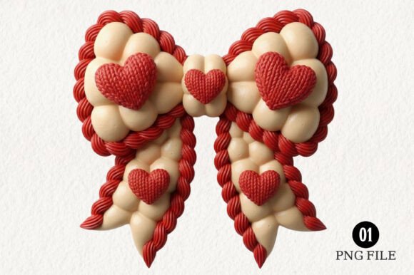 Review: Embroidery Bow Mini Hearts Valentine PNG for Merch