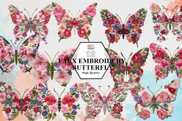 Review: Faux Embroidery Butterfly Clipart PNG